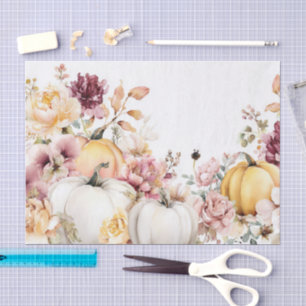 Pink Autumn Pumpkins und Blume Fall Decoupage Seidenpapier