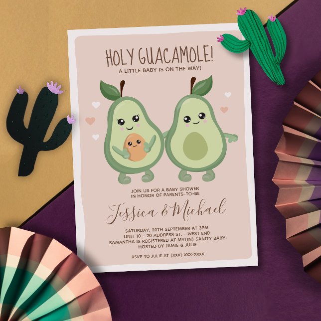Pink Avocado Holy Guacamole Kinderdusche Einladung (Von Creator hochgeladen)