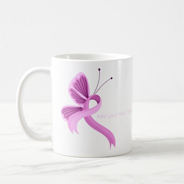 Pink Awareness Ribbon Butterfly Kaffee Tasse (Links)