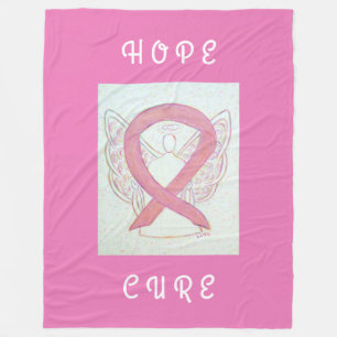 Pink Awareness Ribbon Engel Cancer Chemo Blanket Fleecedecke