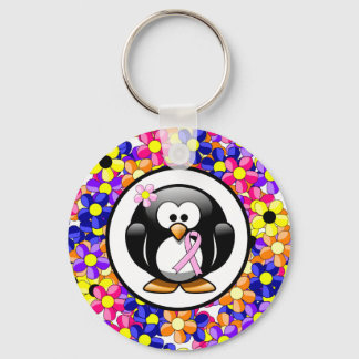 Pink Awareness Ribbon Penguin Schlüsselanhänger