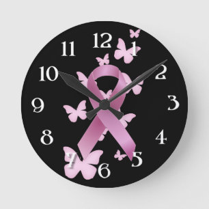 Pink Awareness Ribbon Runde Wanduhr