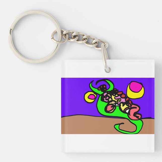 Pink axolotl art schlüsselanhänger (Vorderseite)