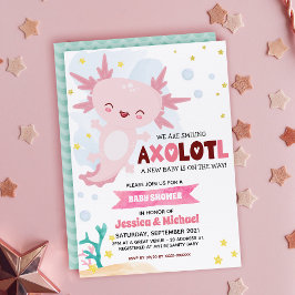 Pink Axolotl Boy Baby Dusche Einladung