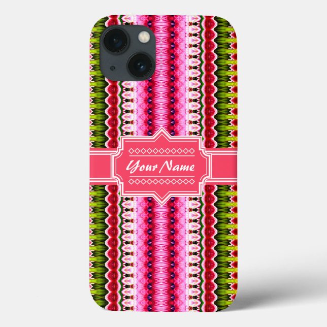 Pink Aztec Tribal Ikat Personalisierter Name Case-Mate iPhone Hülle (Rückseite)