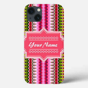 Pink Aztec Tribal Ikat Personalisierter Name Case-Mate iPhone Hülle
