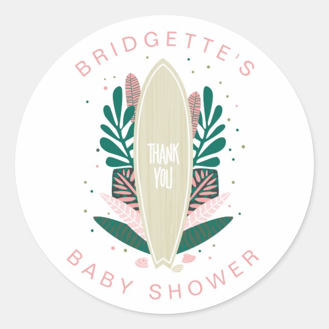 Pink Baby an Bord Danke klassische Rundaufkleber Runder Aufkleber (Vorderseite)