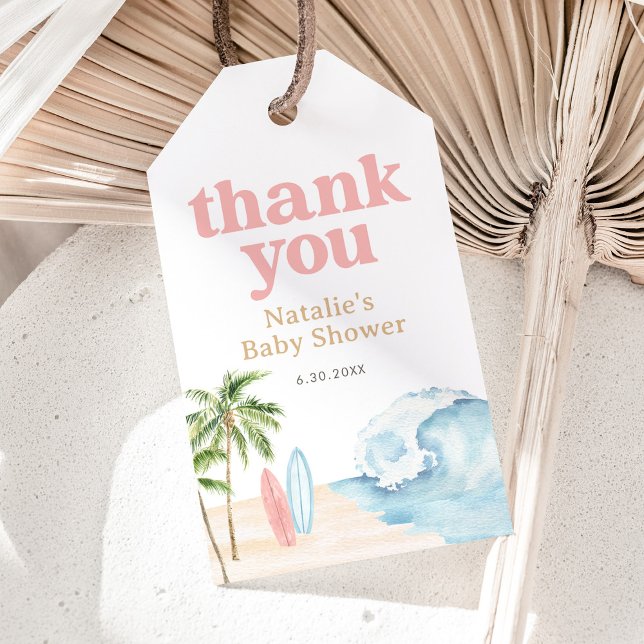 Pink Baby an Bord Surf Beach Baby Dusche Geschenkanhänger (Von Creator hochgeladen)