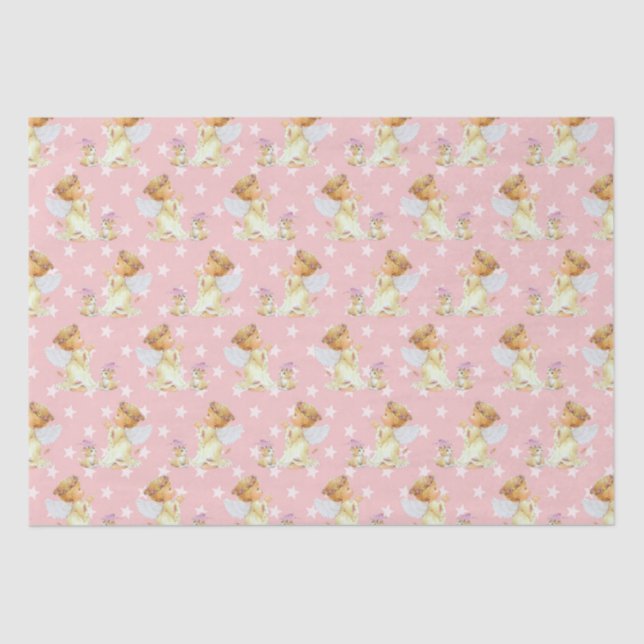 Pink baby Angel pattern paper Seidenpapier (Vorderseite)
