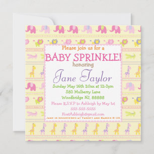 Pink Baby Animals Baby Sprinkle Einladungen