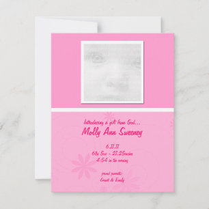 Pink Baby Announctions Cards Einladung