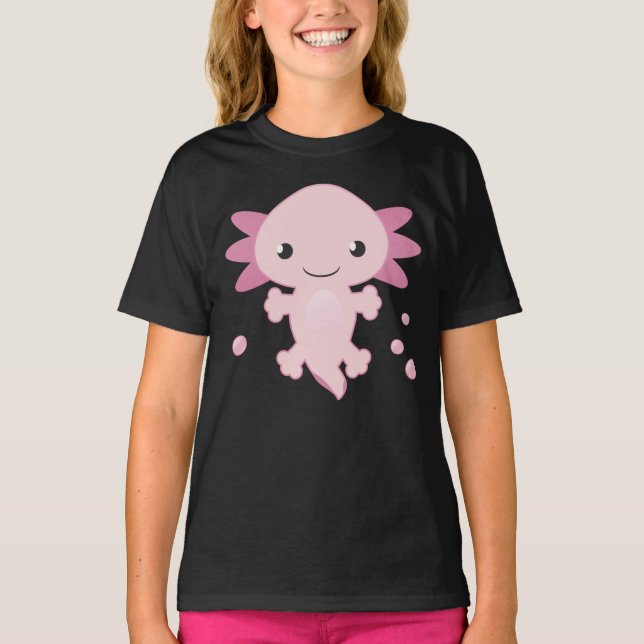Pink Baby Axolotl Youth Shirt for Girls (Vorderseite)