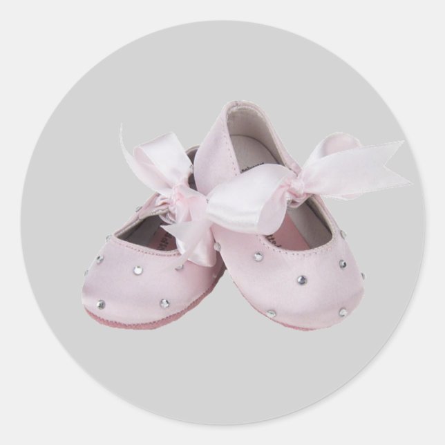 Pink Baby Ballet Schuhe Runder Aufkleber (Vorderseite)