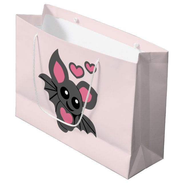 Pink Baby Bat Große Geschenktüte (Vorderseite Schrägansicht)