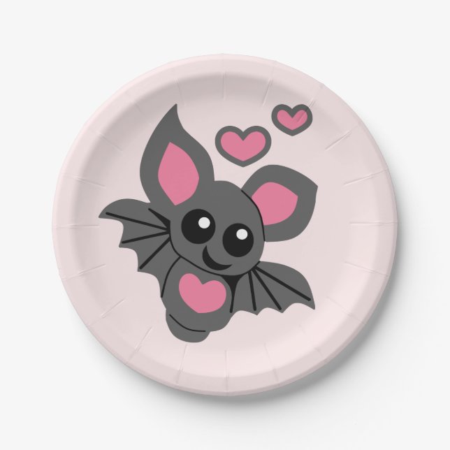 Pink Baby Bat Pappteller (Vorderseite)
