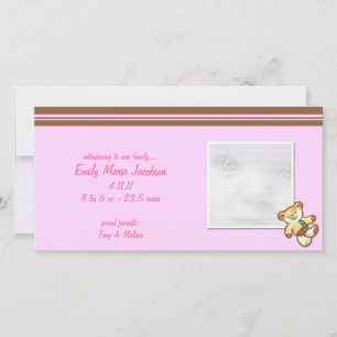 Pink Baby Bear Baby Ankündigung Foto Cards