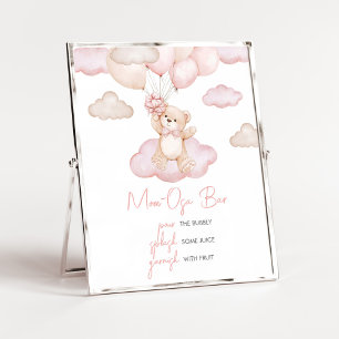 Pink Baby Bear Balloon Babydusche Mama Osa Bar Poster
