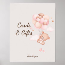 Pink Baby Bear & Balloons Baby Dusche Maßgeschneid