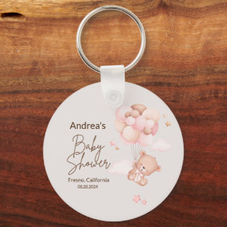 Pink Baby Bear & Balloons Kinderdusche Schlüsselke Schlüsselanhänger