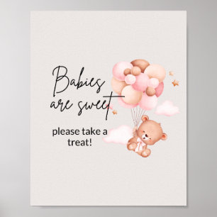 Pink Baby Bear & Balloons Leckerei Poster