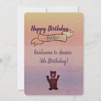 Pink Baby Birthday Party Einladungen Bären