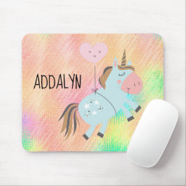 Pink Baby Blue Unicoron Wasserfarbe Pastel Mousepad