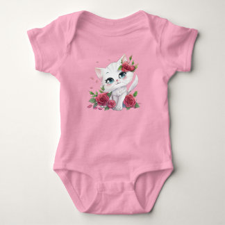 Pink Baby Bodysuit - Niedlicher Katzenanzug Cartoo Strampler