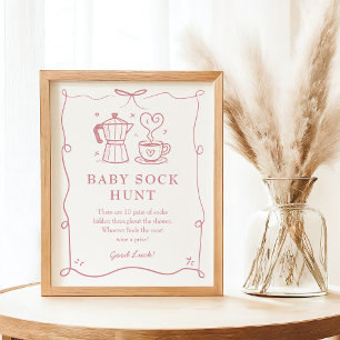 Pink Baby braut Kaffee Baby Sock Hunt Schild