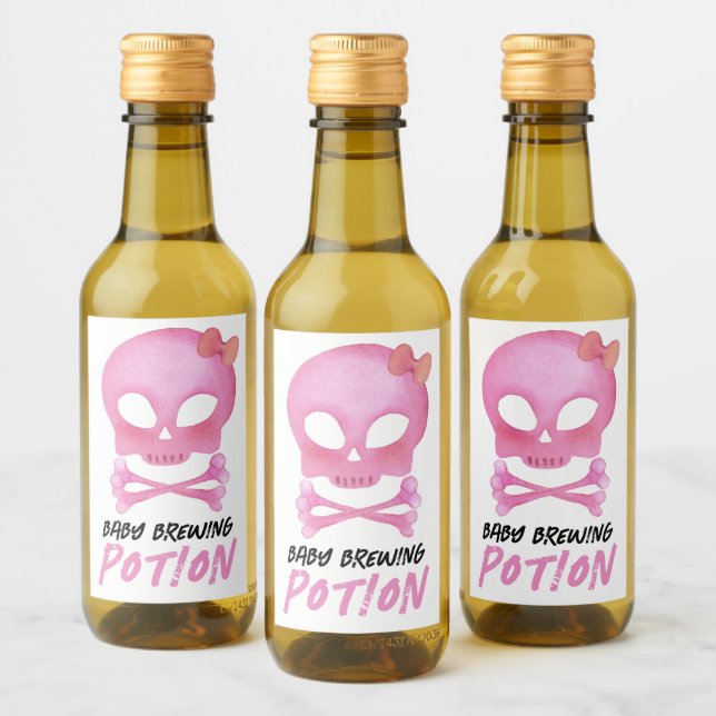 Pink Baby Brewing Tränke Halloween Babydusche Weinetikett (Flaschen)