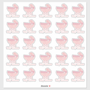 Pink Baby Buggy Baby Shooting Stickers Aufkleber