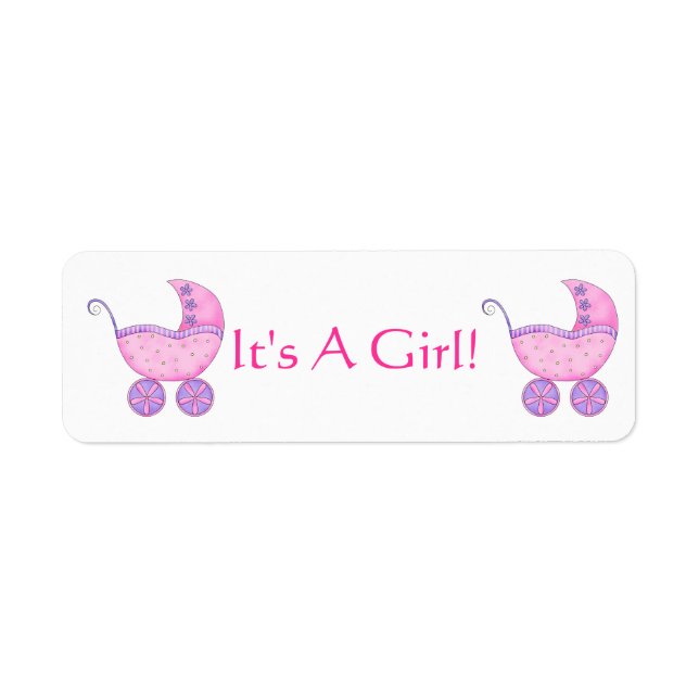Pink Baby Buggy Carriage It's a Girl Customized (Vorne)