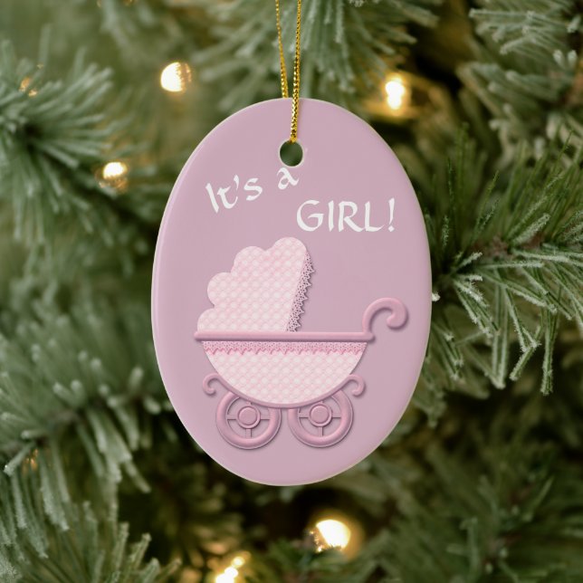 Pink Baby Buggy Template Keramikornament (Baum)