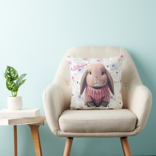 Pink Baby Bunny Throw Kissen