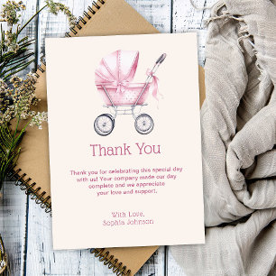Pink Baby Carriage Baby Dusche Dankeskarte