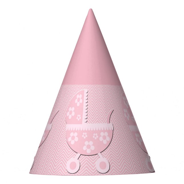 Pink Baby Carriage Baby Shooting Party Hat Partyhütchen (Vorderseite)