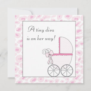 Pink Baby Carriage Diva Leopard Baby Girl Dusche Einladung