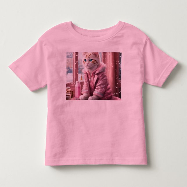 Pink Baby Cat Kleinkind Fine Jersey T - Shirt" T-shirt (Vorderseite)