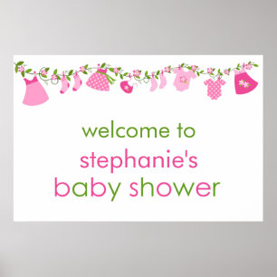 Pink Baby Clothesline Kinderduschposter Poster