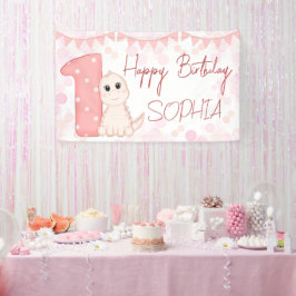 Pink Baby Dinosaurier 1. Geburtstag Party personal Banner