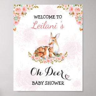 Pink Baby Dusche Aquarell Cloud Rosen Empfang Poster
