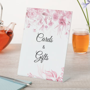 Pink Baby Dusche Blumenkarte & Geschenke Sockelschild