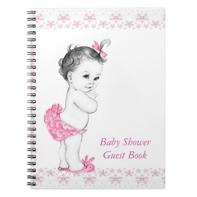 Pink Baby Dusche Gästebuch Notizblock (Vorderseite)
