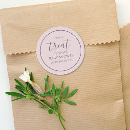 Pink Baby Dusche Minimalistische Kalligrafie Scrip Runder Aufkleber