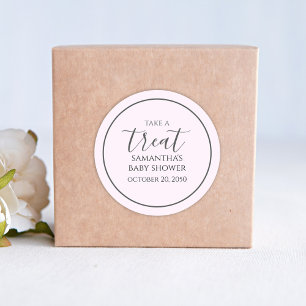 Pink Baby Dusche Niedliche Kalligrafie Script Leck Runder Aufkleber