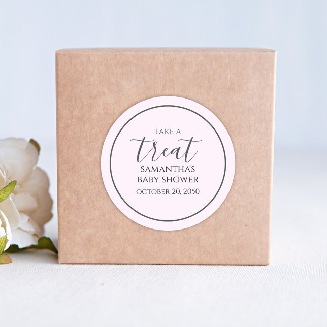 Pink Baby Dusche Niedliche Kalligrafie Script Leck Runder Aufkleber (Von Creator hochgeladen)