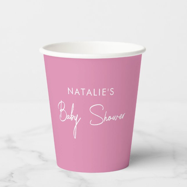 Pink Baby Dusche Party einfach Pappbecher (Vorderseite)