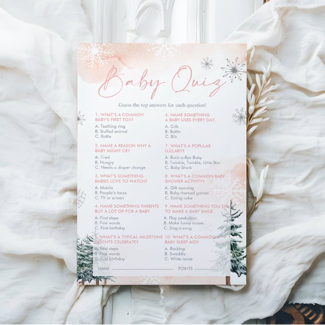 Pink Baby Dusche Quiz Spielkarten (Von Creator hochgeladen)
