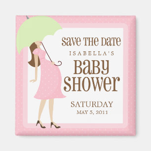 Pink Baby Dusche Save the Date Magnet
