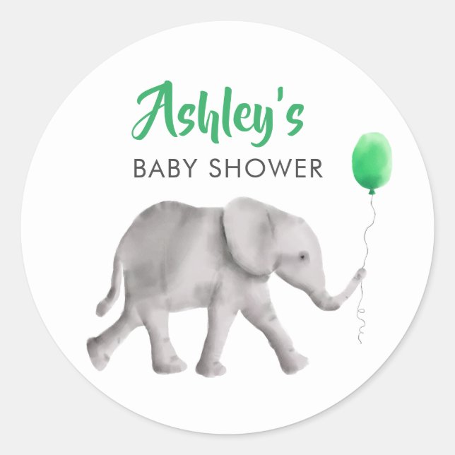 Pink Baby Elephant Dusche Gefallen Sticker, Gesche Runder Aufkleber (Vorderseite)