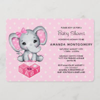 Pink Baby Elephant mit Polka Dots Baby Dusche